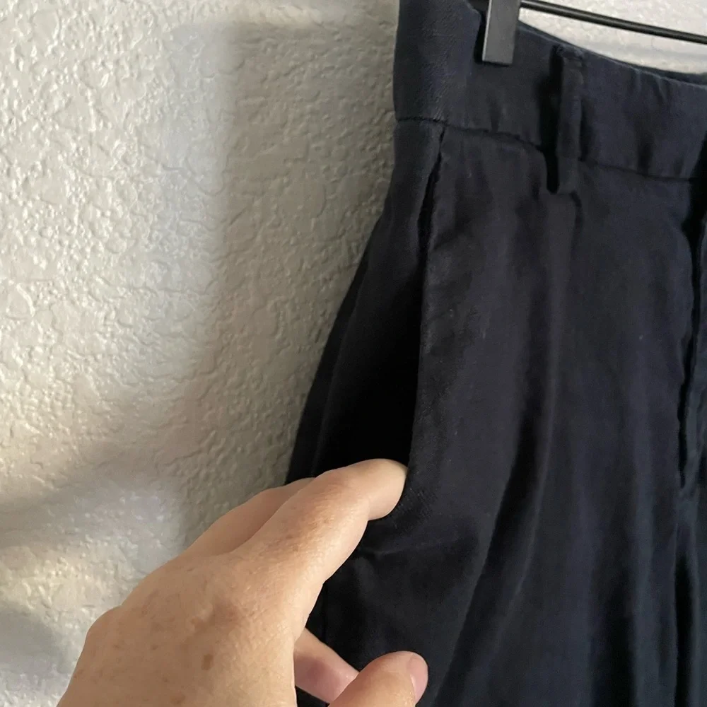 Banana Republic Women’s Slim Wide-Leg Linen Cotton Cropped Pants 8 Black